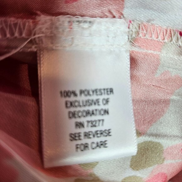 Croft & Barrow Floral Red Pink Peasant Blouse drawstring Womens L Feminine - Picture 9 of 11